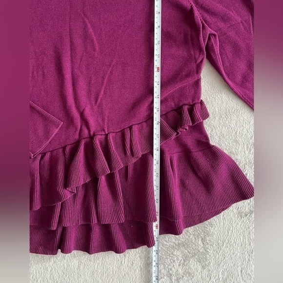 ISAAC Mizrahi Live Purple Ruffle  Sweater Women's size L - Picture 6 of 10